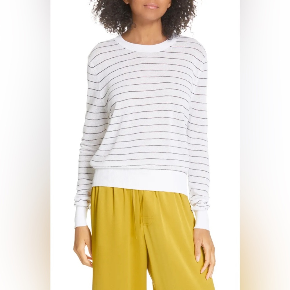 VINCE Stripe Long Sleeve Texture Knit Top, Small
